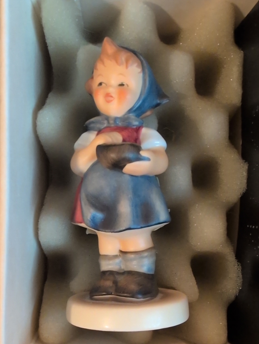 Goebel Hand-Painted Girl Figurine in Blue and Red